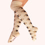 Powder Mini Hedgehog Print - Ladies Boot Socks - Cream