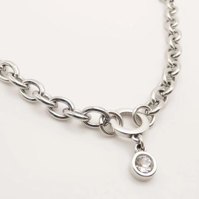 Orli Chunky Chain Diamante Necklace  - Silver