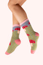 Powder Cosy Toadstool - Ladies Cosy Winter Socks -Green/Multi