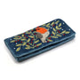 POM Dusky Blue Velvet Robin & Holly Embroidered Jewellery Roll