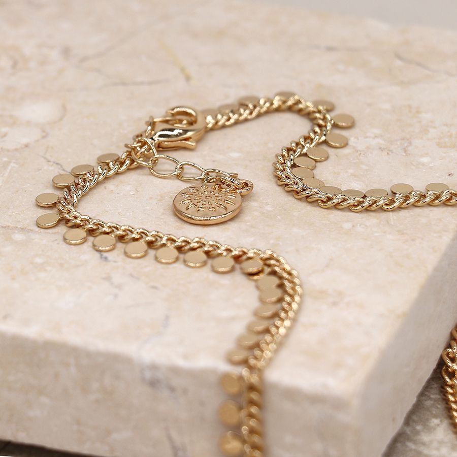 POM Gold Plated Mini Disc Charm Chain Necklace