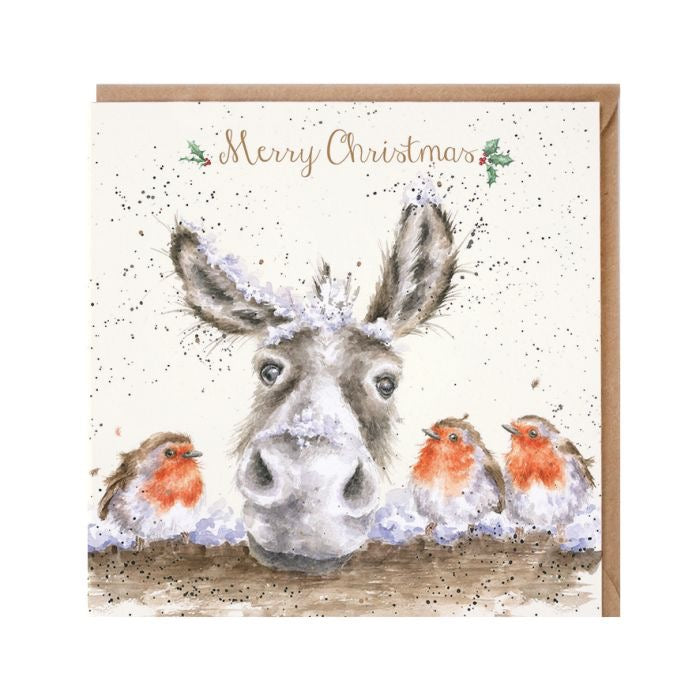 'The Christmas Donkey' Donkey & Robin Christmas Card - Wrendale Designs