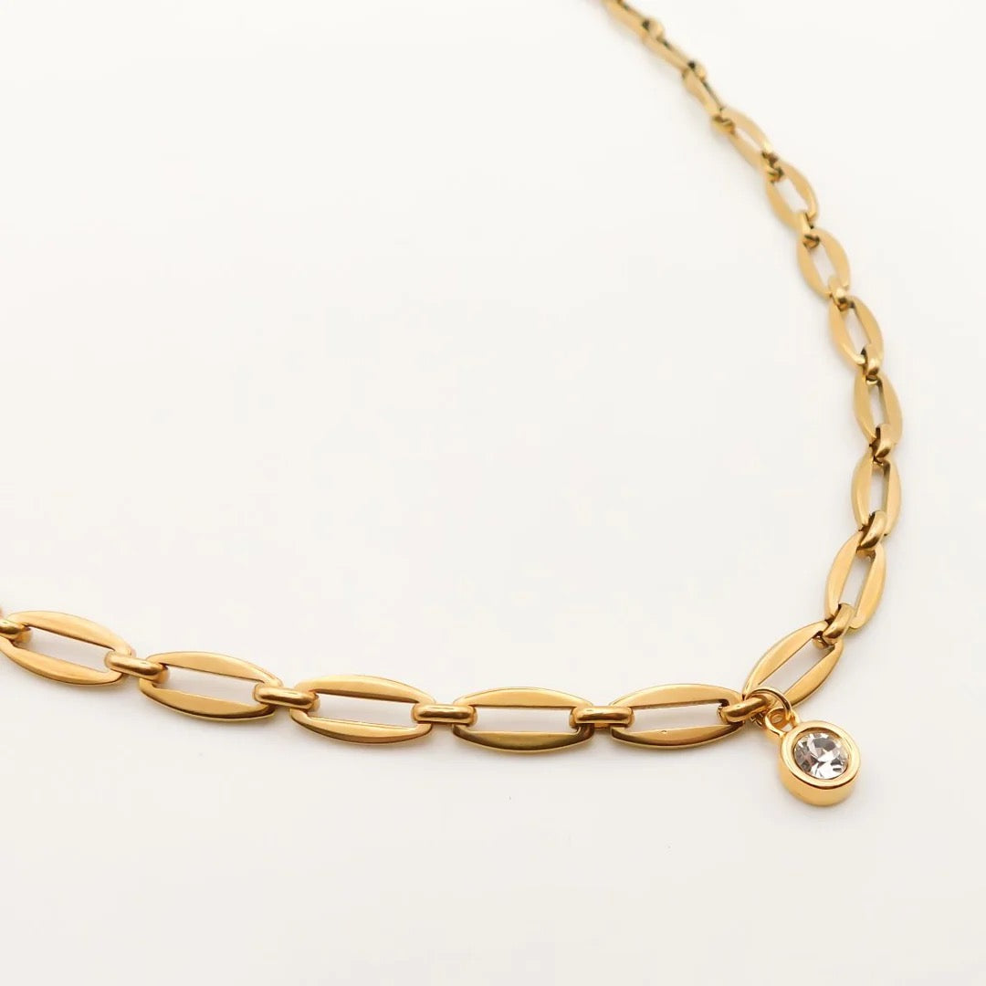 Orli Gold Long Link Chain Diamante Necklace
