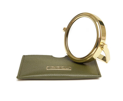 Alice Wheeler Olive Green Blue Handbag 7x Magnifying Mirror & Pouch