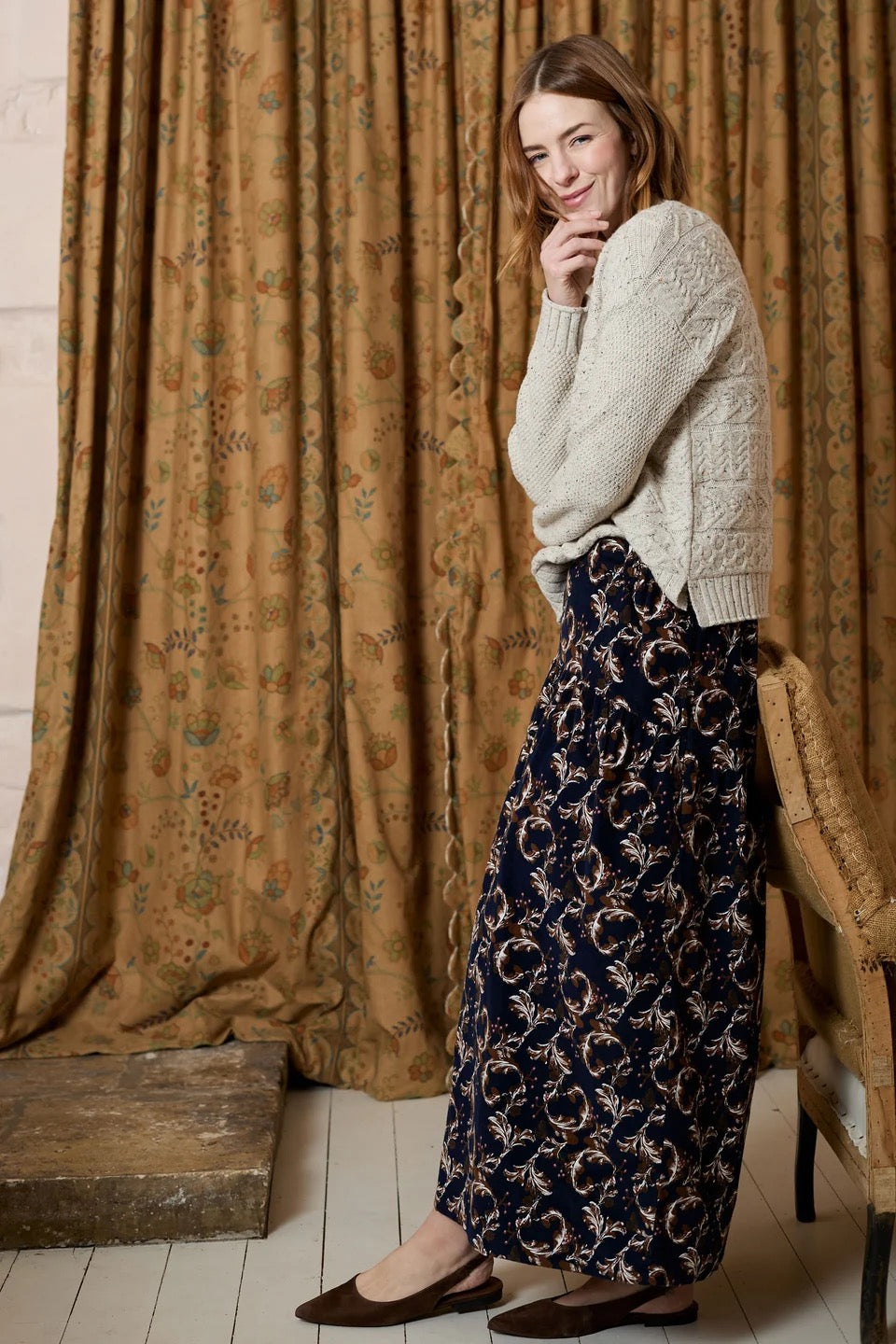 Sonia Cable Knit High Neck Jumper - Ecru Fleck - Lily &amp; Me