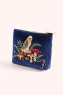 Powder Velvet Mini Zip Pouch - Woodland Owl - Navy
