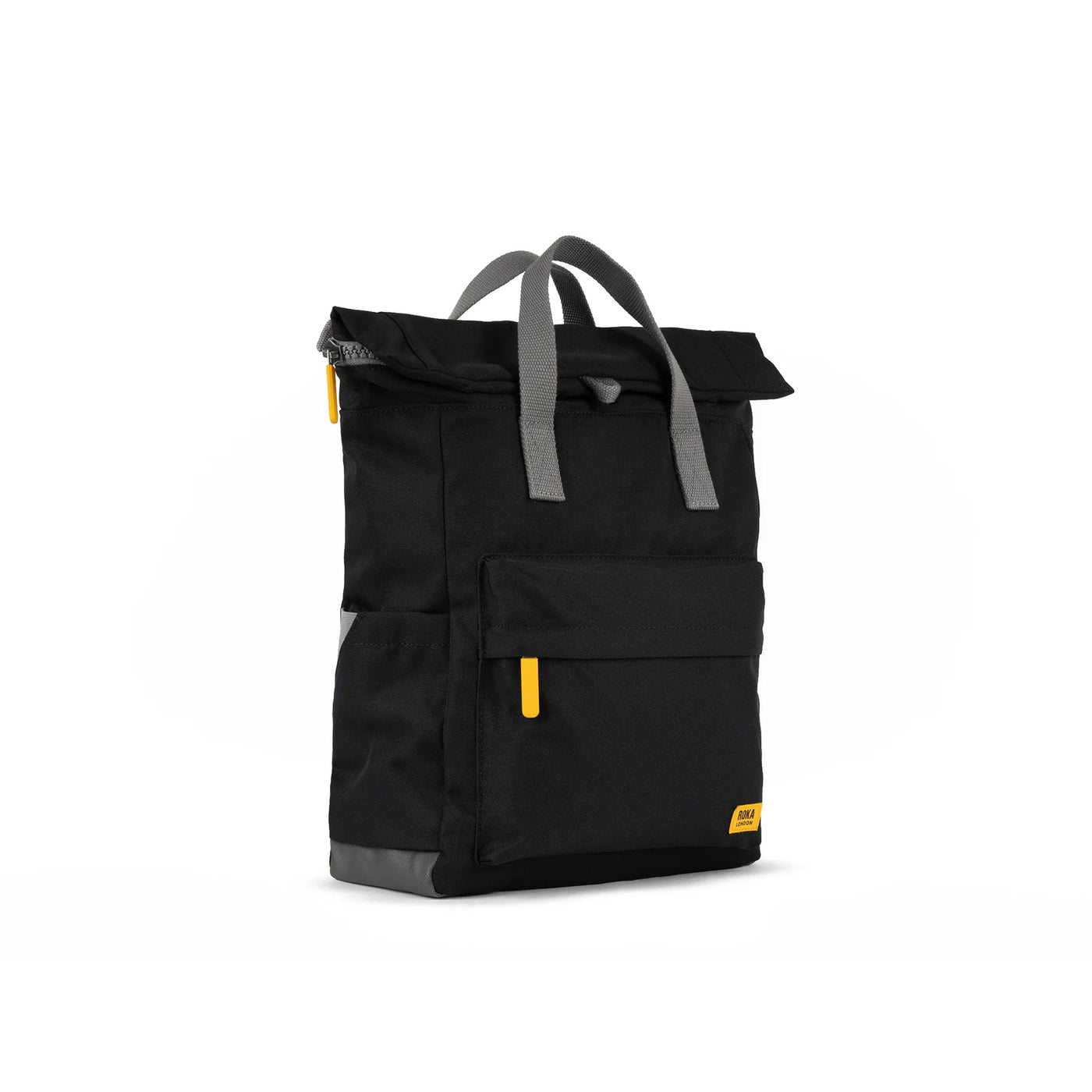 Roka Canfield B Backpack - MEDIUM - Yellow Label Recycled Canvas - Ash/Yellow (Black)