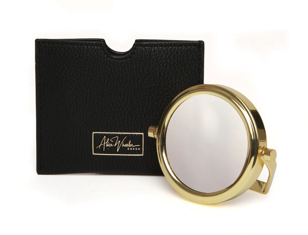 Alice Wheeler Black Handbag 7x Magnifying Mirror & Pouch