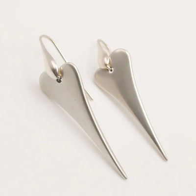 Orli Pointed Heart Earrings - Silver