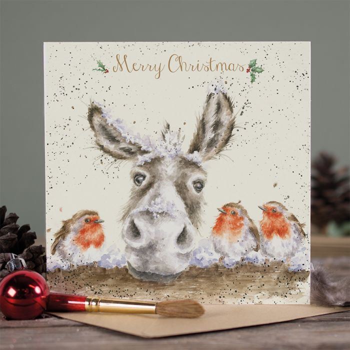 'The Christmas Donkey' Donkey & Robin Christmas Card - Wrendale Designs