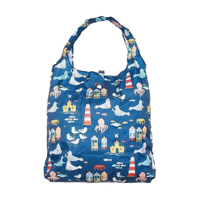 Eco Chic Foldable Recycled Shopping Bag - Seaside -Navy Blue