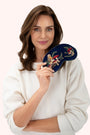 Powder Luxury Velvet Eye Mask - Woodland Owl - Navy