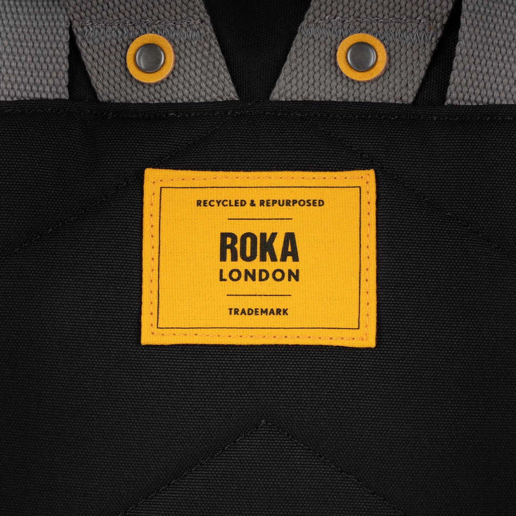 Roka Canfield B Backpack - MEDIUM - Yellow Label Recycled Canvas - Ash/Yellow (Black)