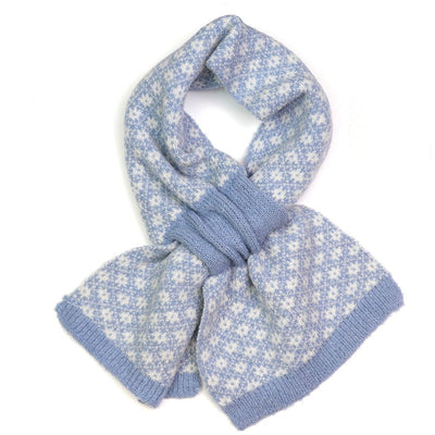 POM Baby Blue Scandi Floral Recycled Knit Pull Through Scarf