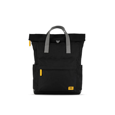 Roka Canfield B Backpack - MEDIUM - Yellow Label Recycled Canvas - Ash/Yellow (Black)