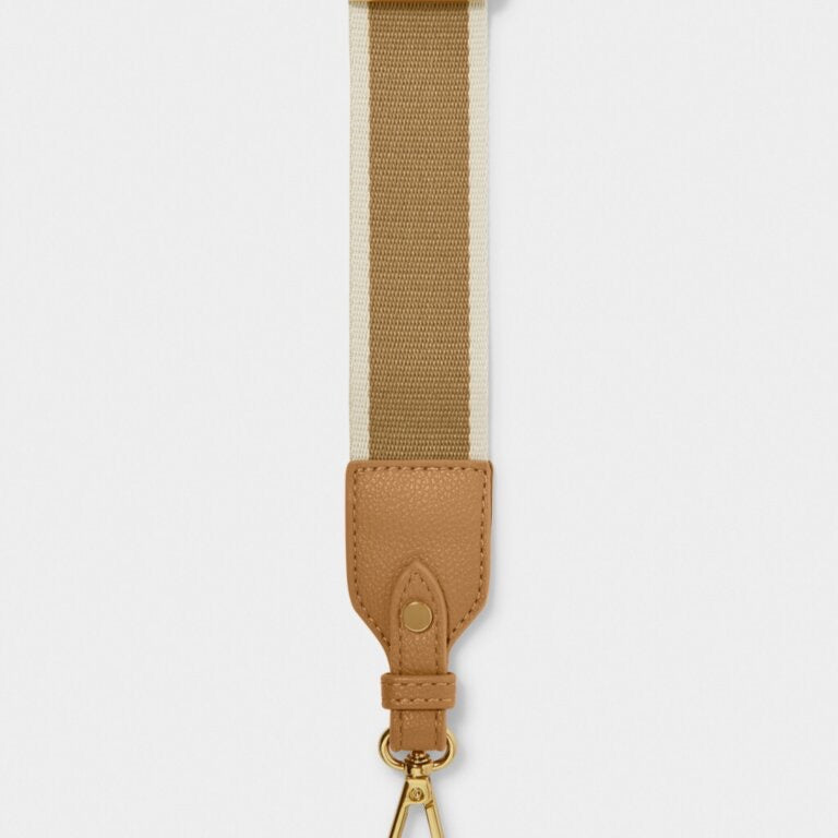 Katie Loxton Canvas Bag Strap - Stripe - Tan/Off White