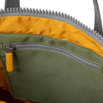 Roka Canfield B Backpack - MEDIUM - Yellow Label Recycled Canvas - Granite Green/Yellow