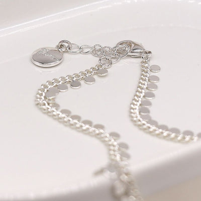 POM Silver Plated Mini Disc Charm Chain Necklace