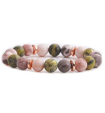 Byzantium Artisan Natural stone Pink & Green Jasper Stretch Bracelet