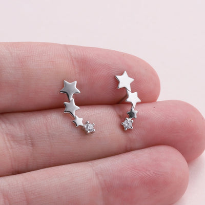 Friends Are Like Stars - Terrarium Bottle - Sterling Silver Multi Star Stud Earrings