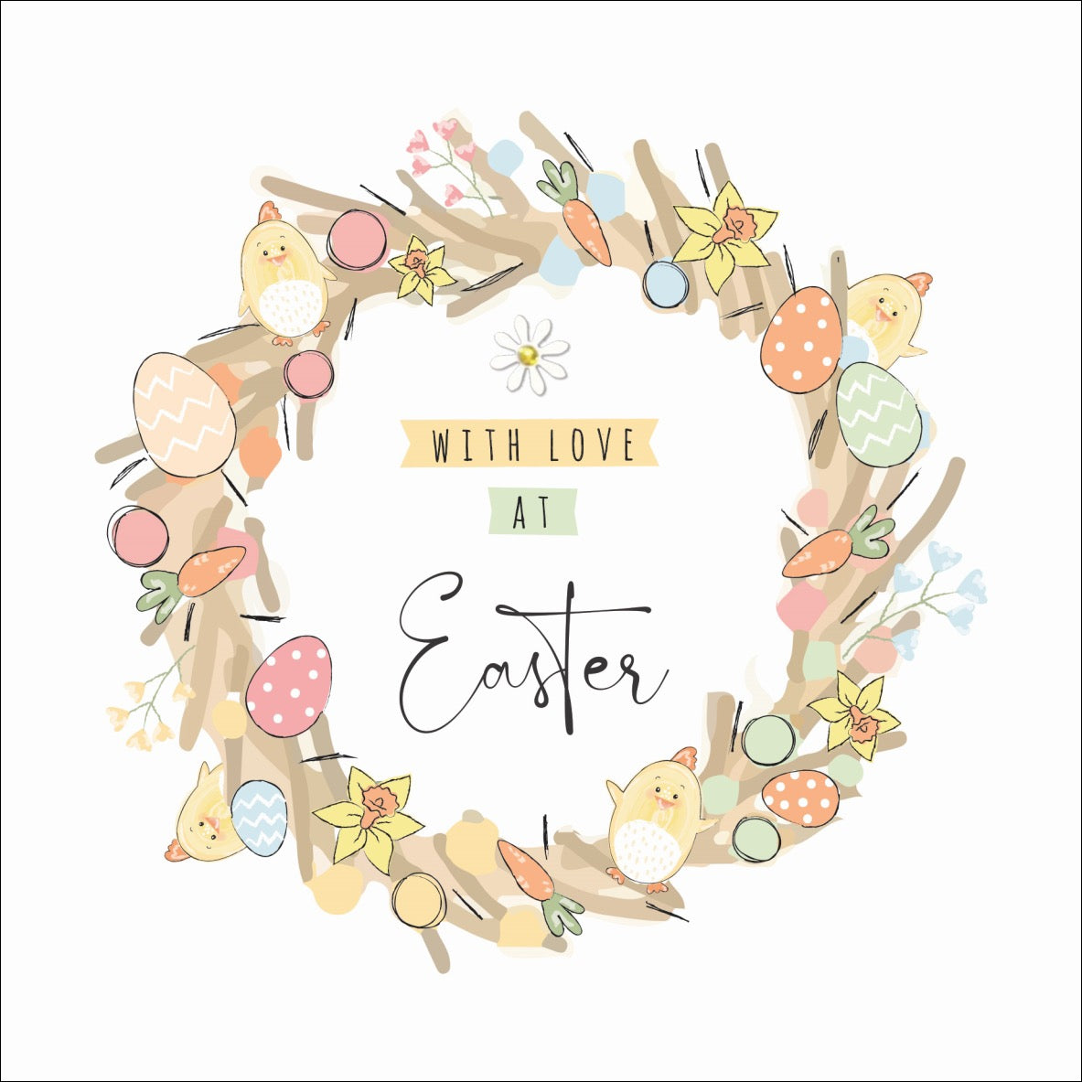 With Love at Easter Spring Wreath Card