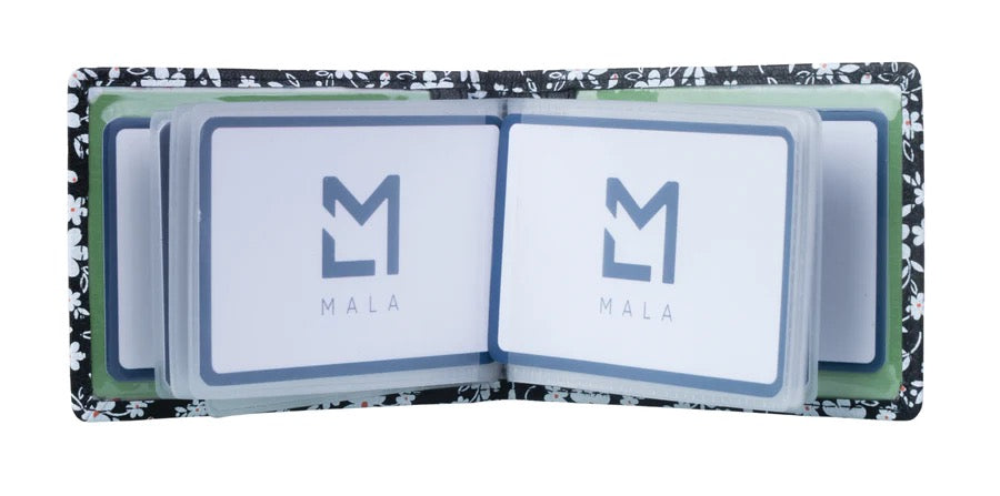 Mala Leather Maisie Flower Print ID/Card Holder - Black