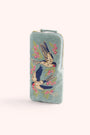 Powder Velvet Glasses Case Zip Pouch - Swooping Swallows - Ice Blue