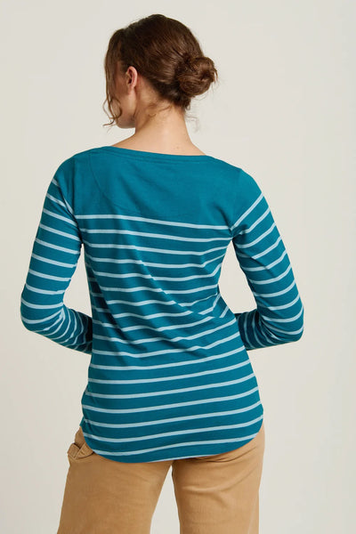 Brakeburn Harbour Stripe Long Sleeved T-Shirt - Teal