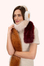 Powder Elsa 3 -Tone Faux Fur Winter Scarf - Damson/Mocca/Cream
