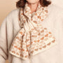 Zelly Hearts Print Pull Through Knitted Scarf - Taupe