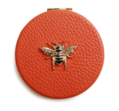 Alice Wheeler Orange Bee Round Compact Mirror