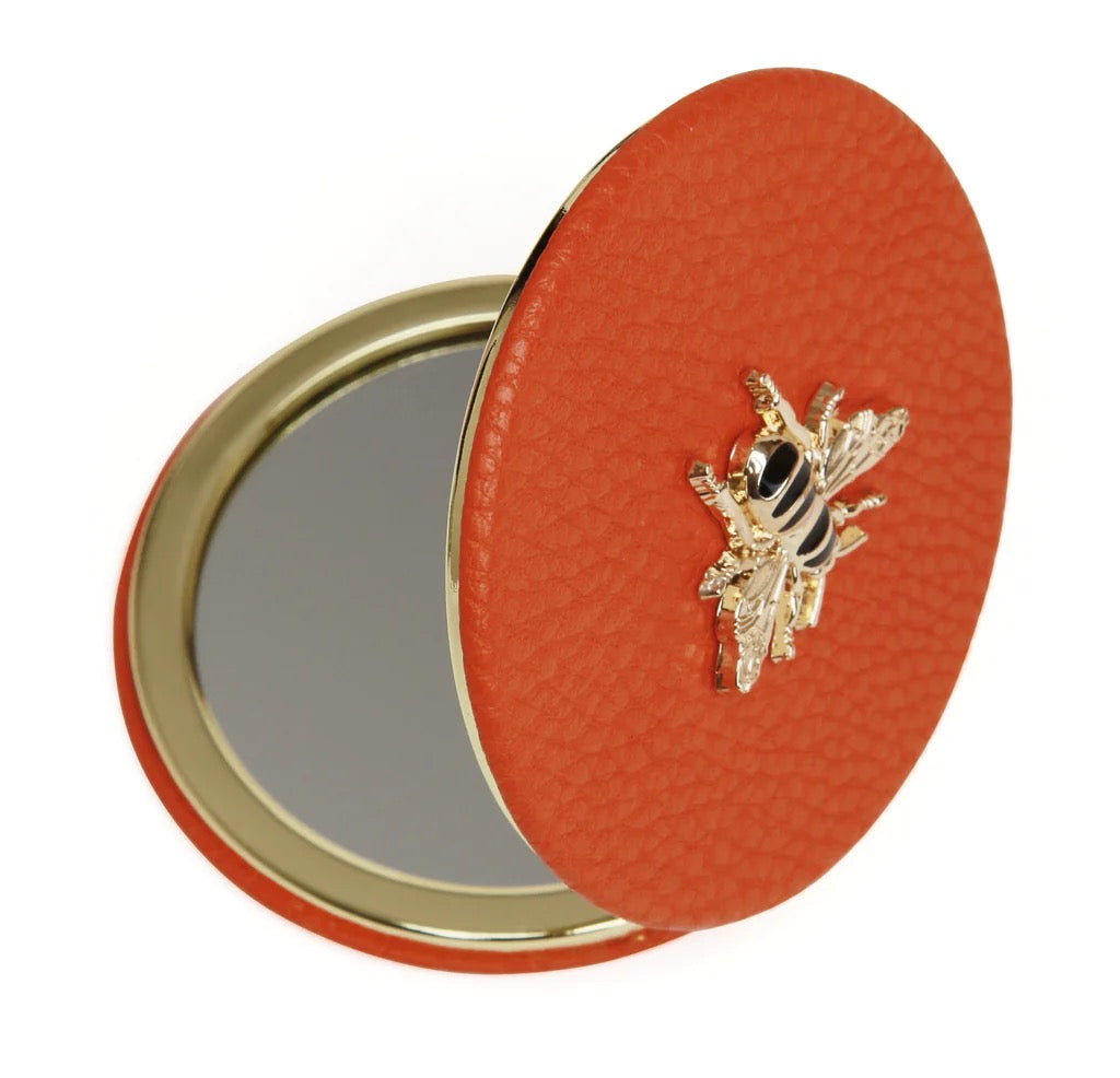 Alice Wheeler Orange Bee Round Compact Mirror