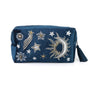POM - Petrol Blue - Celestial Moon & Stars - Large Cosmetic/ Make-Up Bag