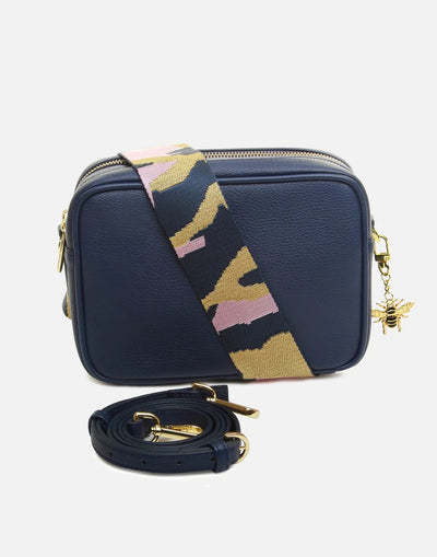 Alice Wheeler Navy Soho Double Zipped Crossbody Bag with Bag Strap