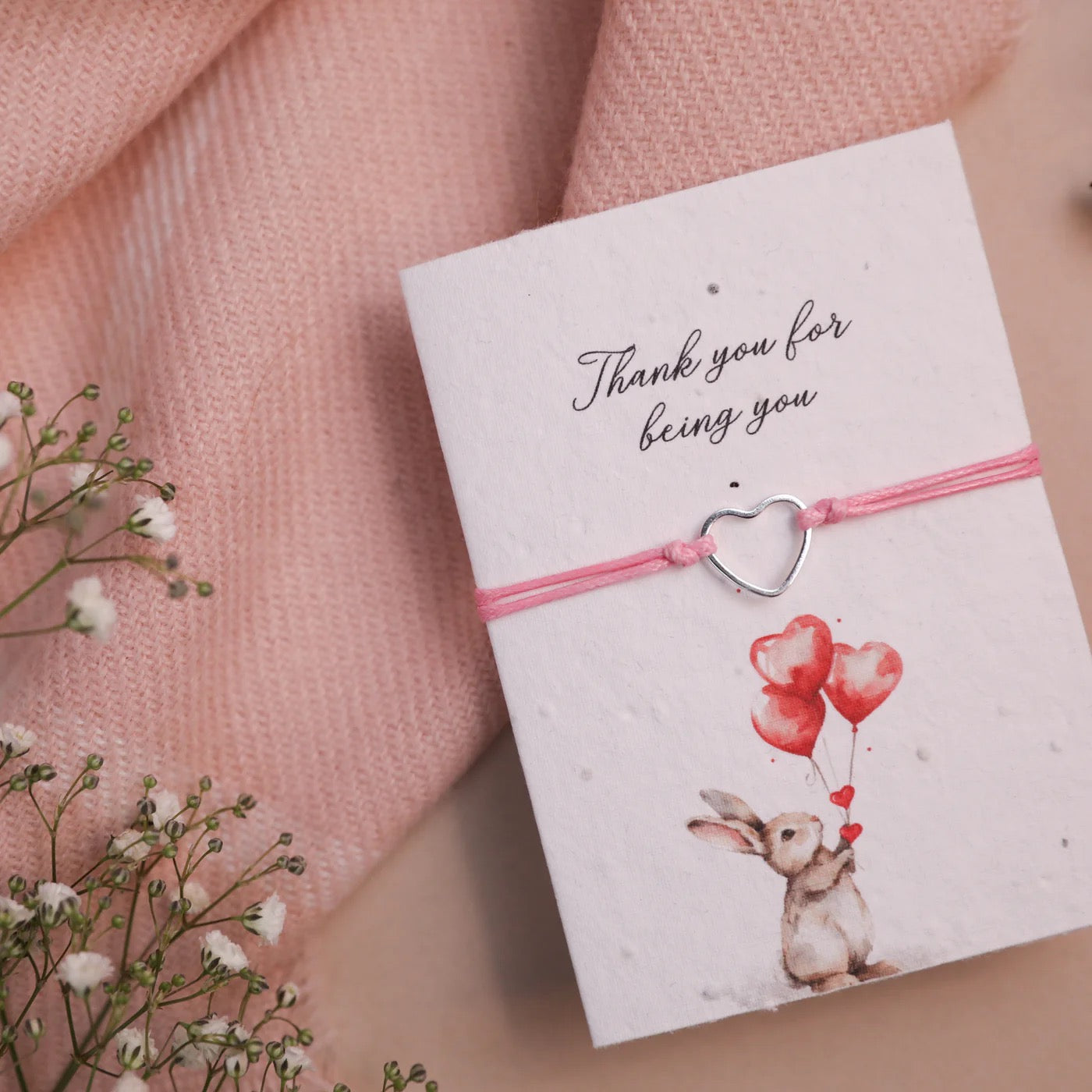 Letterbox Love Seeded Card Bracelet - Heart - Thank You For Being You