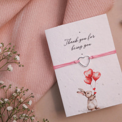 Letterbox Love Seeded Card Bracelet - Heart - Thank You For Being You