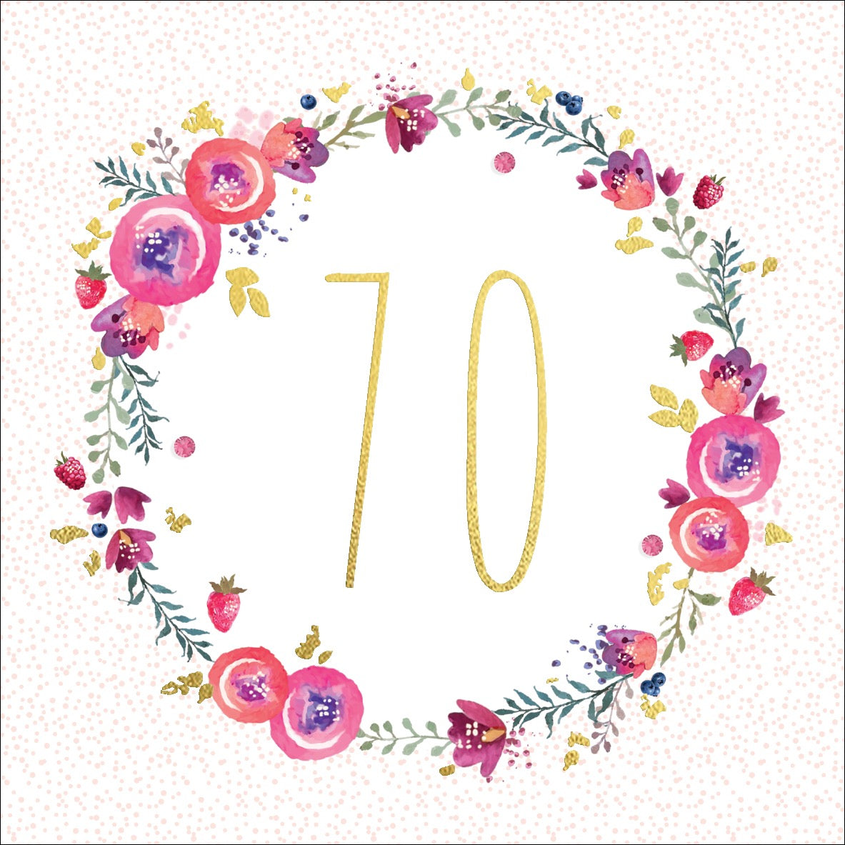 70th Birthday Pink Floral Card