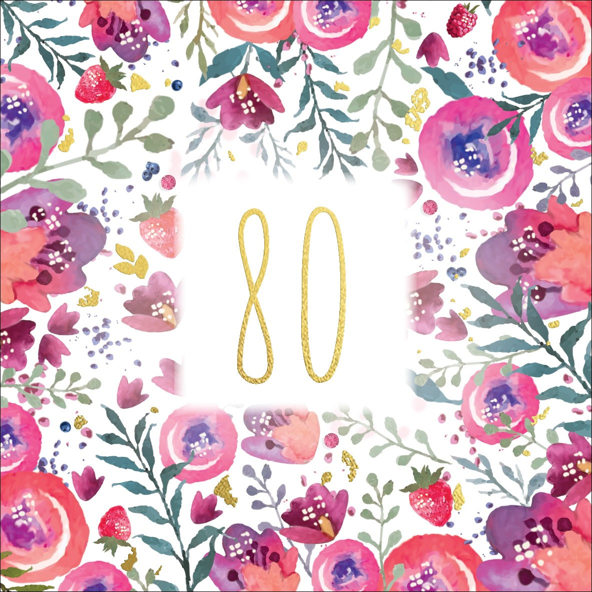 80th Birthday Pink Floral Card
