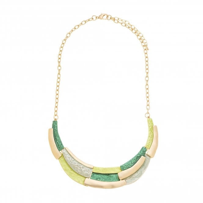 Park Lane Enamel Collar Necklace - Multi Green &amp; Gold