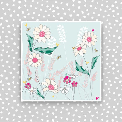 Molly Mae Flowers with Bees Pastel Blank Small Card