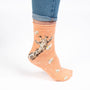 Flowers Giraffe Ladies Ankle Bamboo Socks - Coral -  Wrendale Designs