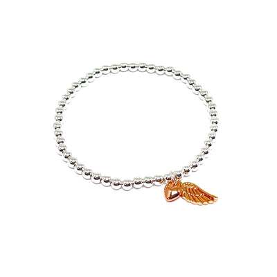 Sophia Angel Wing & Heart Bracelet - Rose Gold- Clementine Jewellery