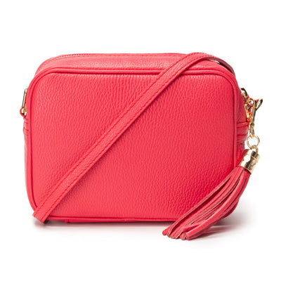 Elie Beaumont Designer Leather Crossbody Bag - Azalea Pink (GOLD Fittings)