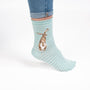 Hare Striped Ladies Ankle Bamboo Socks -Duck Egg -  Wrendale Designs