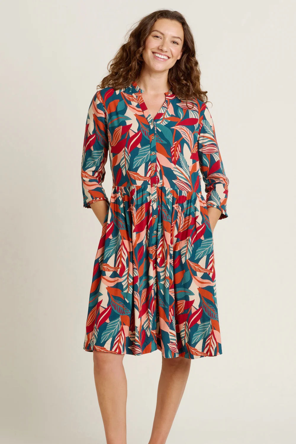 Brakeburn Evergreen Leaves Dress - Multi