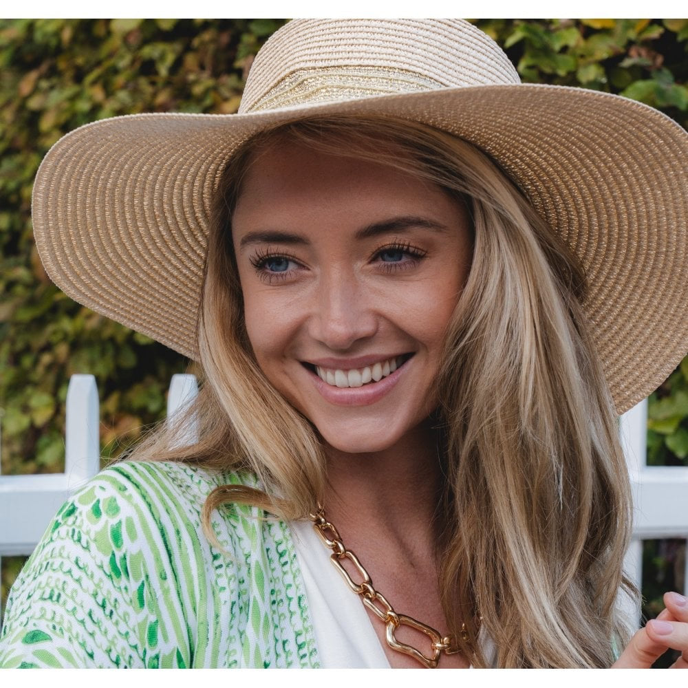 Park Lane Santorini Sun Hat - Natural/Gold