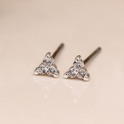 POM Silver Plated Triple Stars & Triangle Crystal Duo Set Earrings