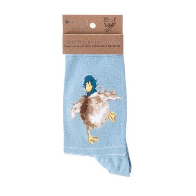 A Waddle & A Quack Duck Ladies Ankle Bamboo Socks - Blue -  Wrendale Designs