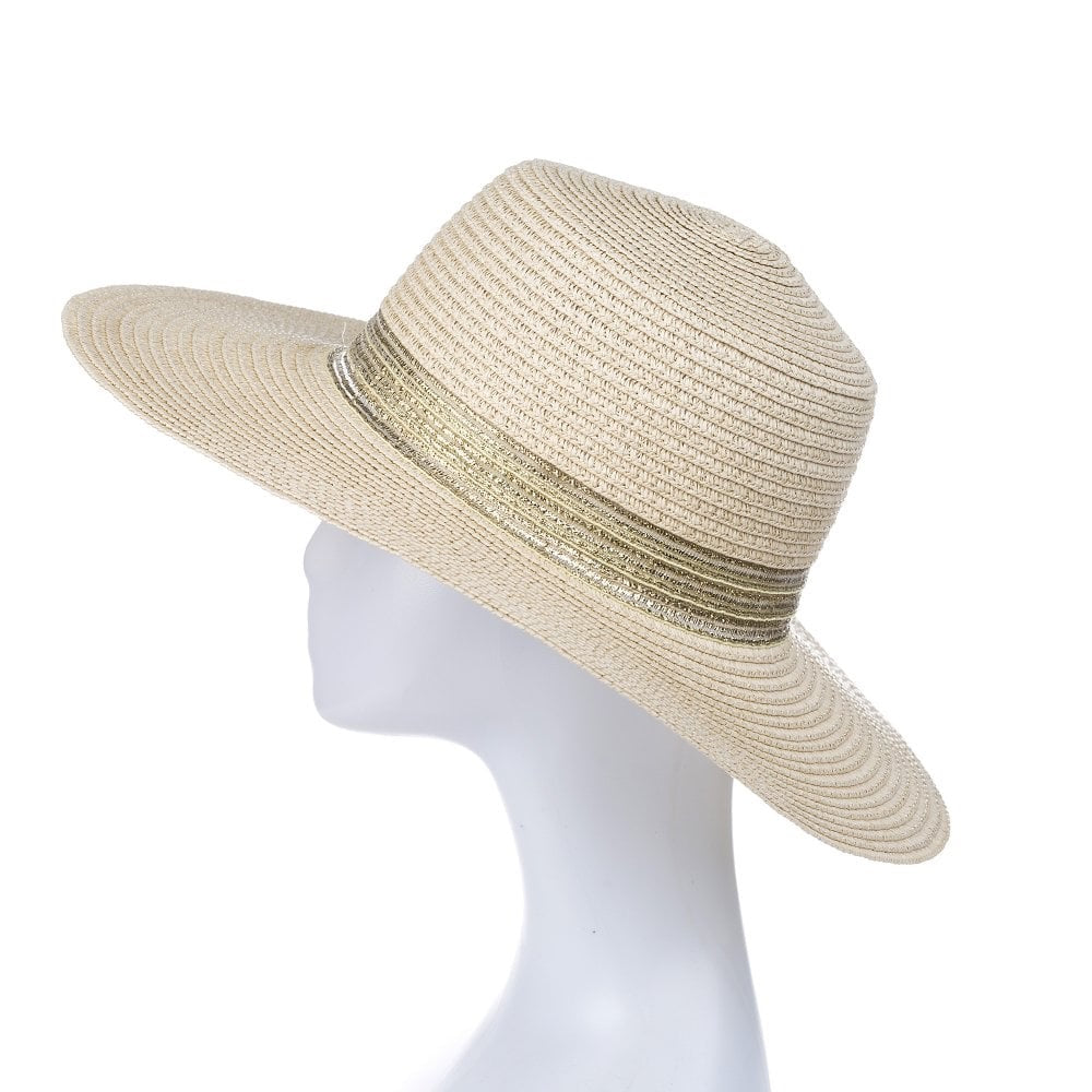 Park Lane Santorini Sun Hat - Natural/Gold