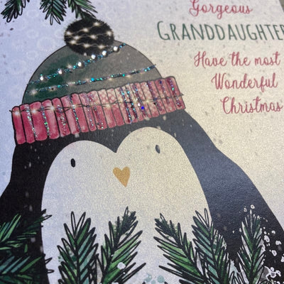 White Cotton Cards Gorgeous Granddaughter Penguin Christmas Card